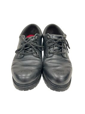 Skechers Work Relaxed Fit Slip Resistant Black Leather Shoes 9.5 Wide Width